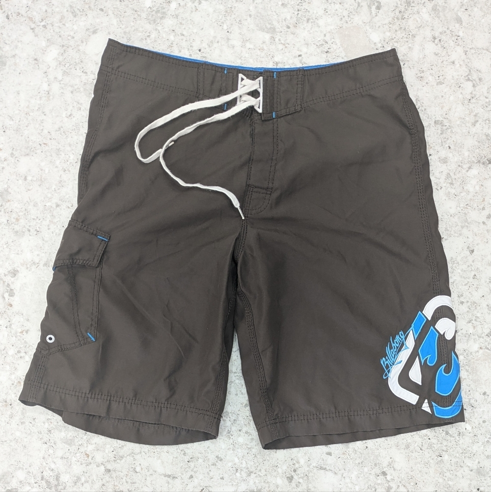 Billabong Hawaiian Classic Brown Embroidered Logo Board Skate Shorts Size 34